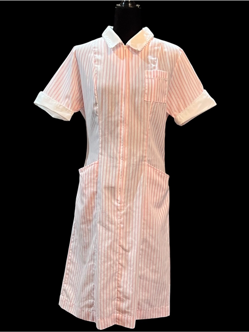 White Swan - Pink/White Stripe Vintage Uniform Dress - Size 10